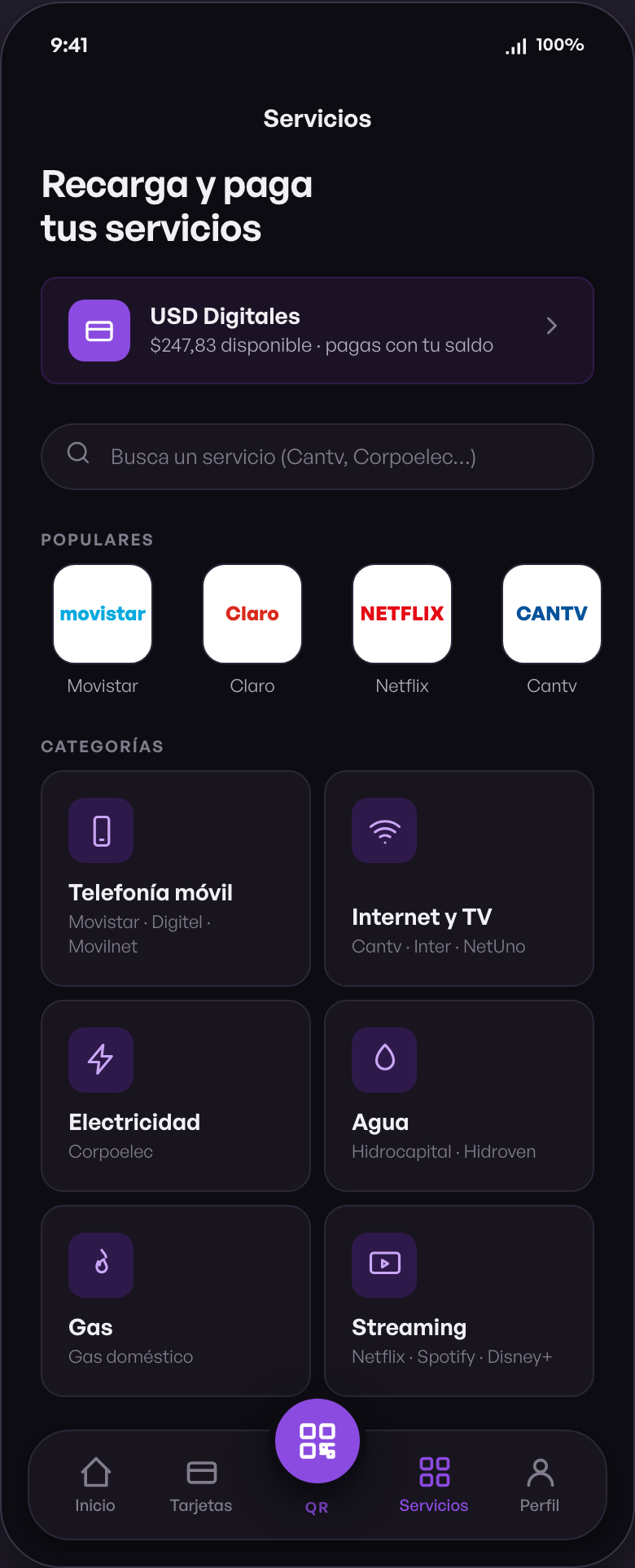 tengo bill catalog with categories