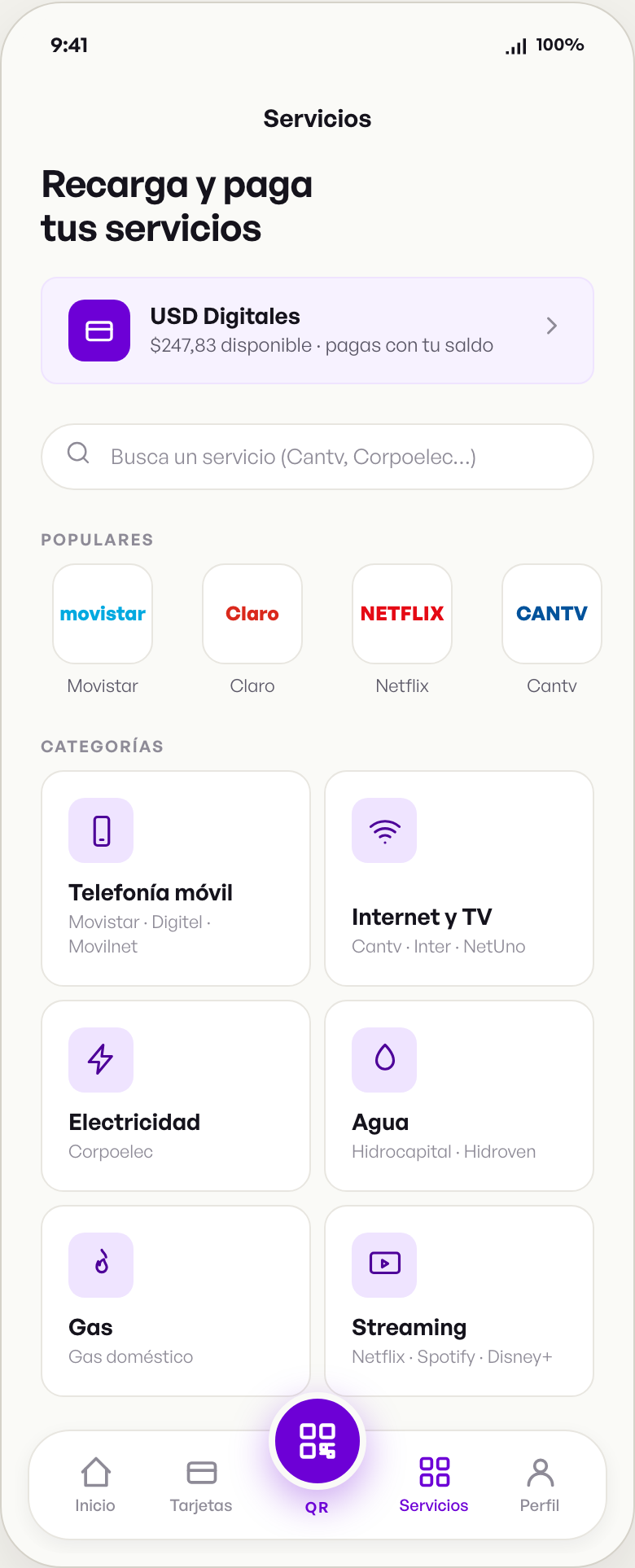 tengo bill catalog with categories